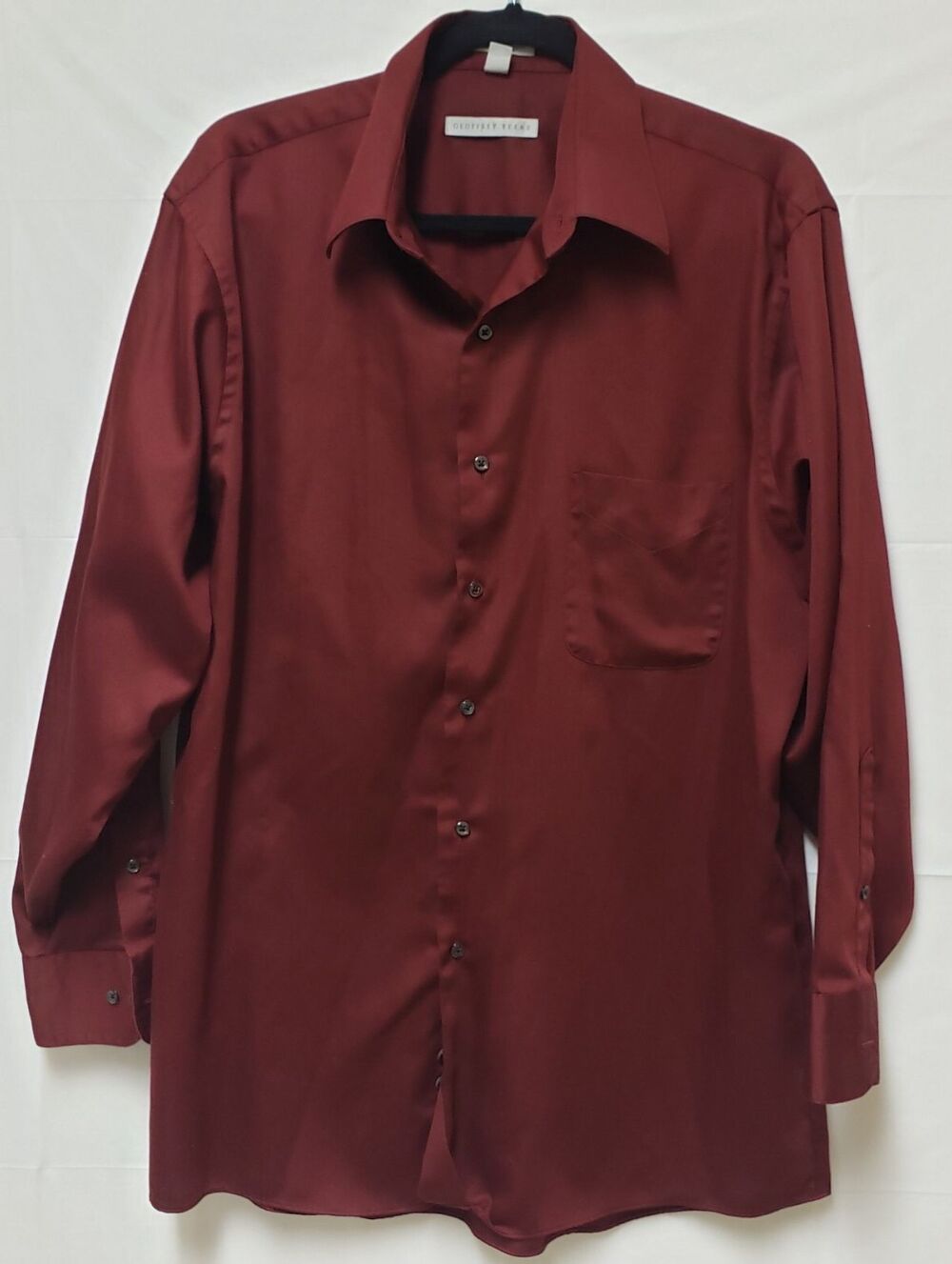 Geoffrey Beene Classic Fit Men’s Burgundy Long Sleeve Button-Down Shirt 16.5 POE